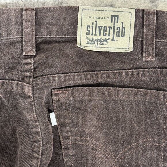 Y2K Levi's Silver Tab Velvet Corduroy Baggy Brown Pants - Picture 4 of 7